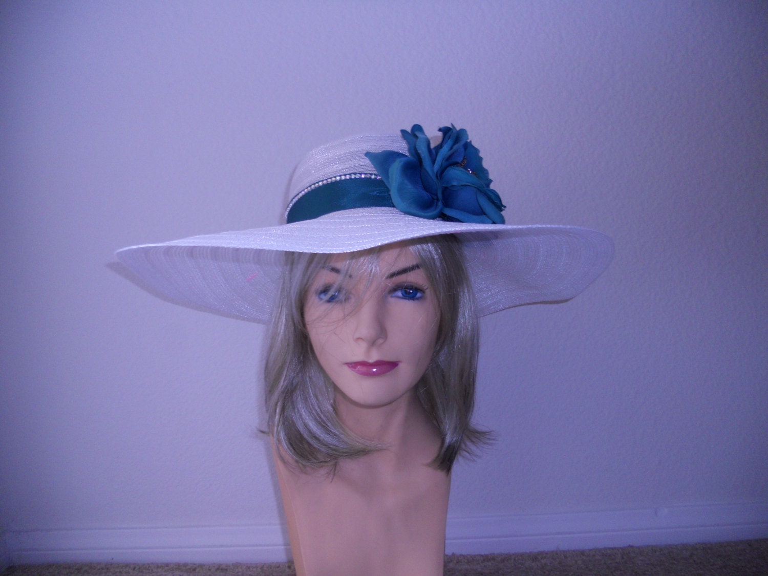 Teal kentucky Derby hat with bling