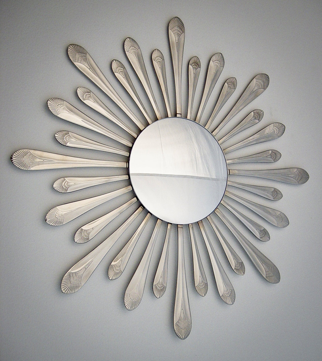 Sunburst Spoon Handles w/ Convex Mirror 15" -Handmade- Stainless Steel