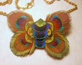 Stunning Red Winged Peacock Butterfly Statement Necklace