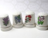 Porcelain Thimble -  violet Flower thrimble