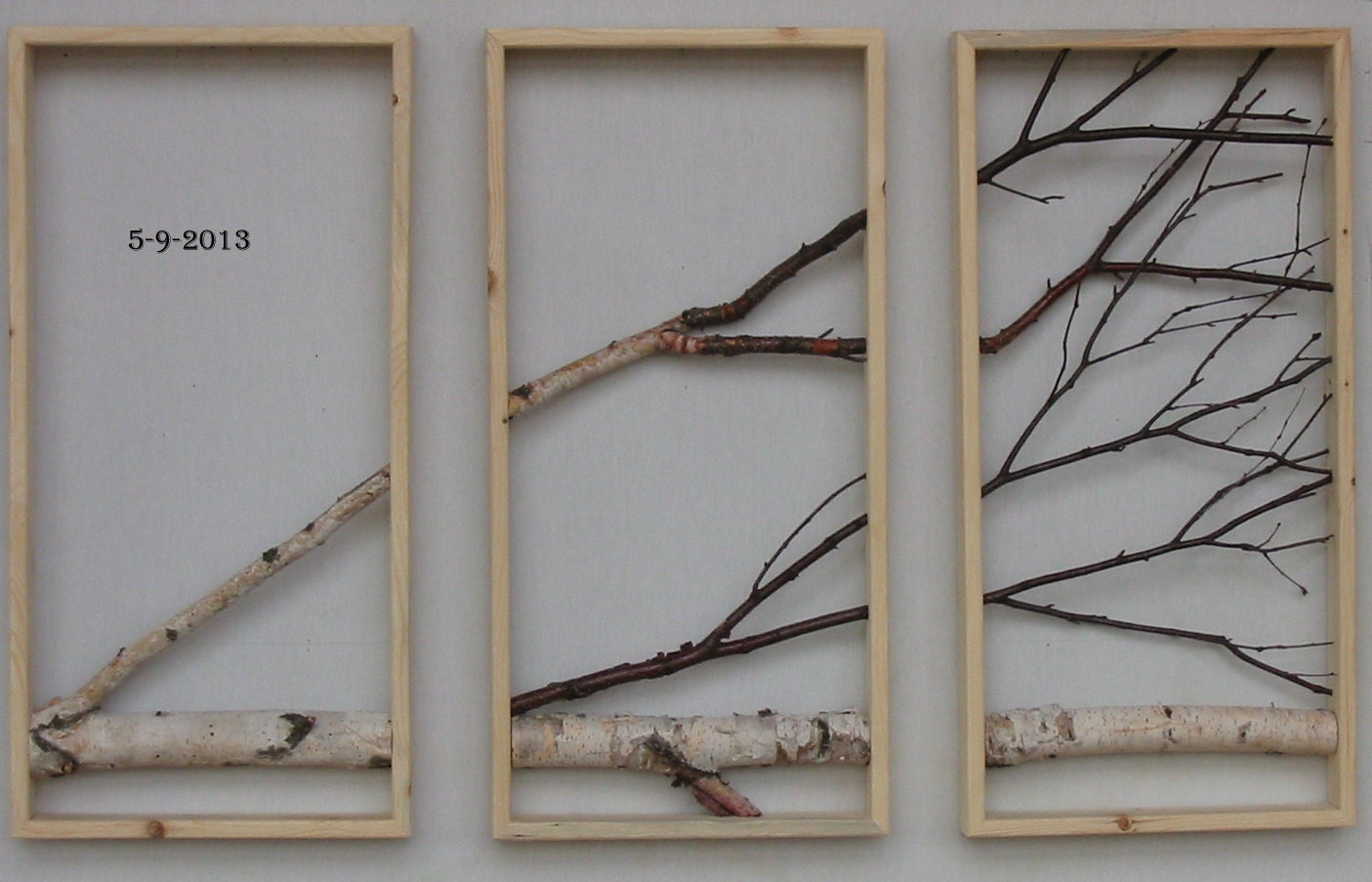 Birch Branch Triptych, Wall Hanging, Triptych,Original Art, Rustic, Art, Urban, Chic, Modern