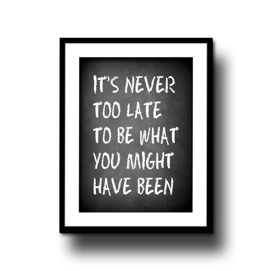 chalkboard art print decor chalk board typography quote black white 8x10 motivational humorous