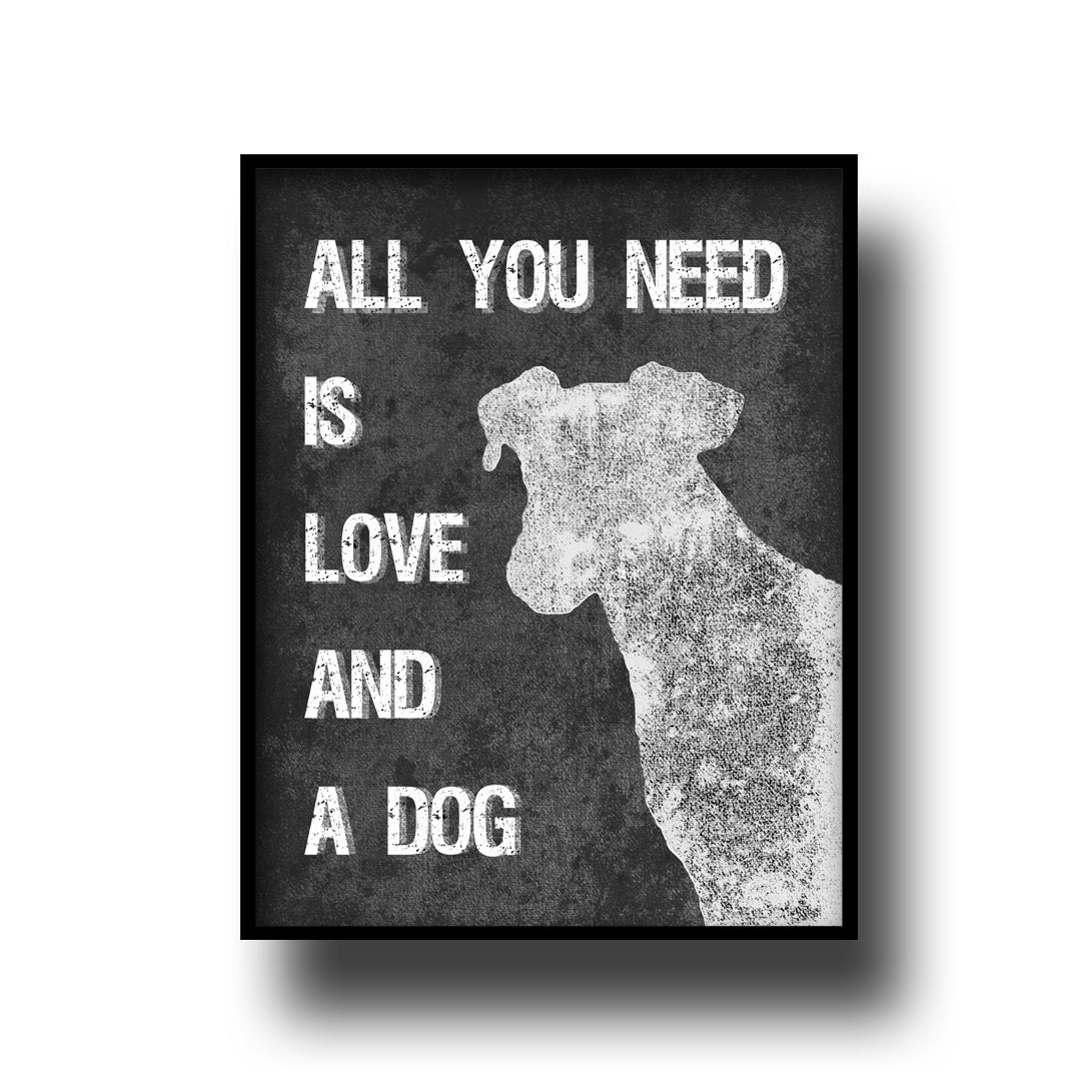 typography animal canine dog love silhouette quote letters art print poster distressed home decor 8x10