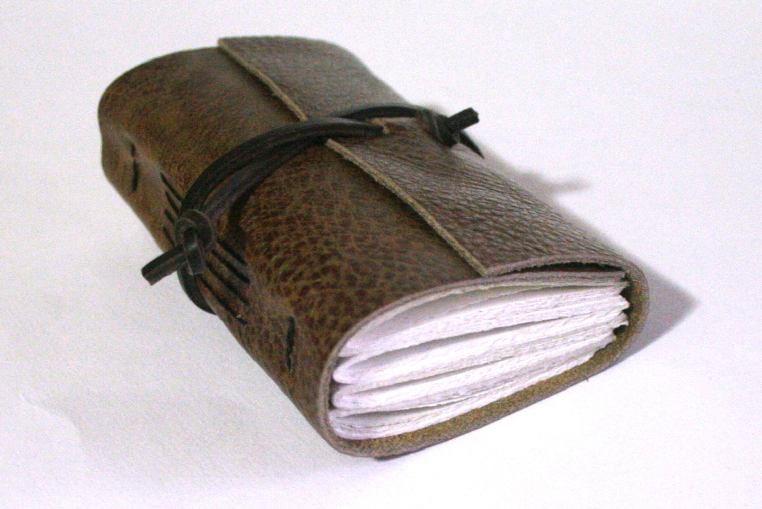 Leather Journal, Speckled Brown Hand-Bound 3 x 4.5 Journal by The Orange Windmill on Etsy