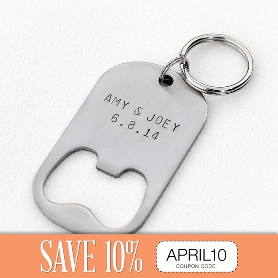 Set of 5 - GROOMSMEN GIFTS Personalized Bottle Opener Keychains