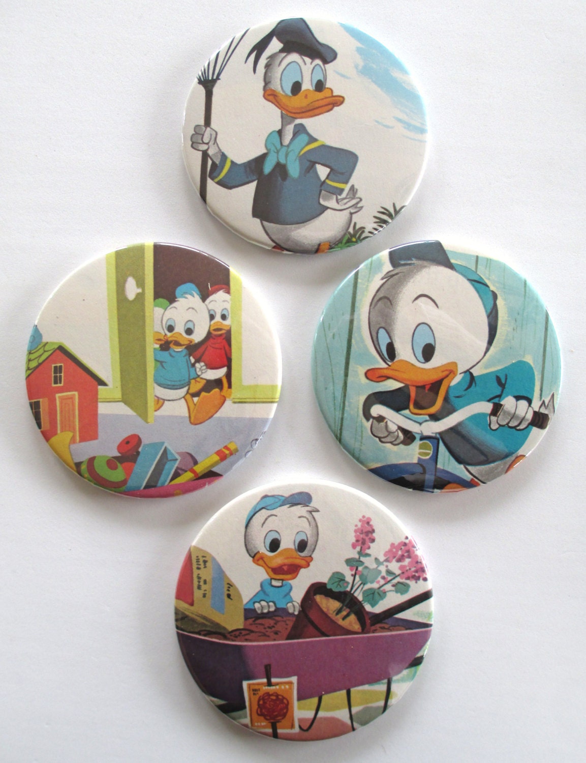 Vintage Disney DONALD DUCK Coaster Set Made from Actual Storybook Pages