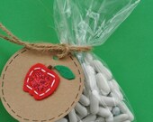 Felt apple gift tags with sparkles: 6 kraft paper tags