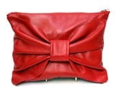 Red Leather Bow Clutch