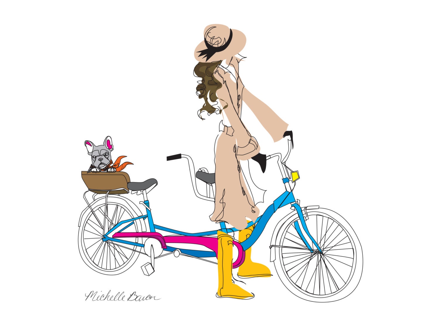 Bicycle Built for Two Illustration Print