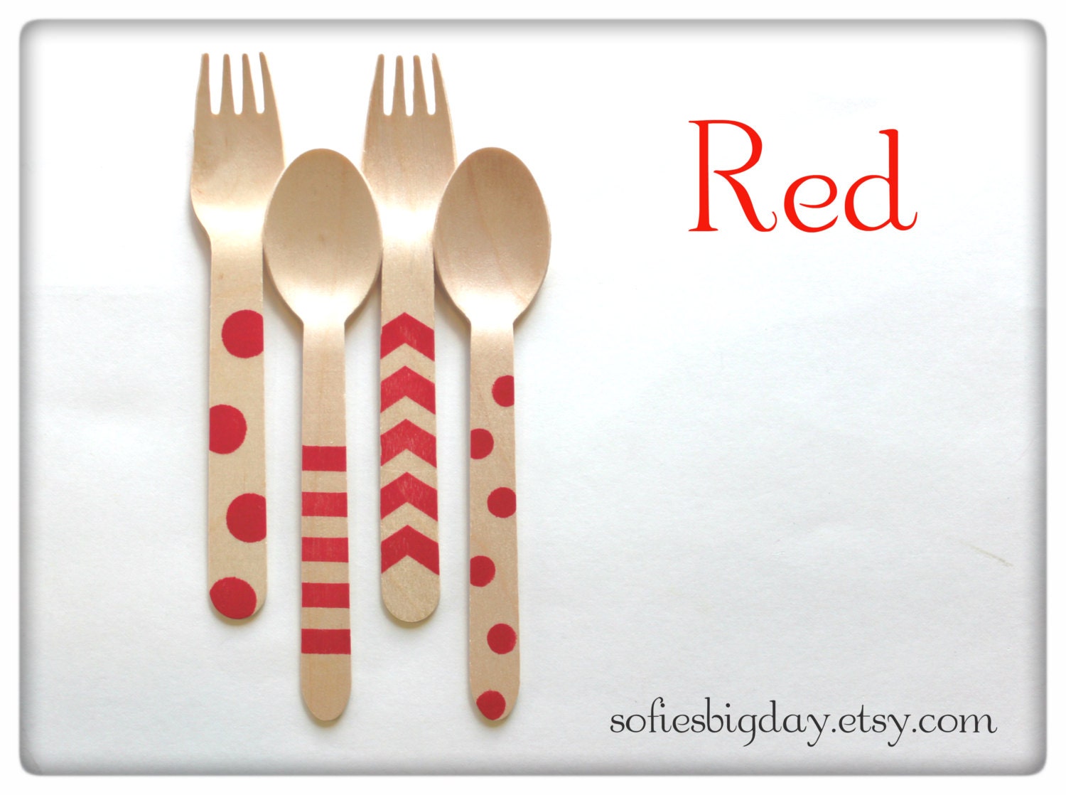 Hand Stamped Wooden Spoons/Forks--stamped utensils-hand stamped utensils- ice cream spoons-birthday utensils-25 count Il_570xn