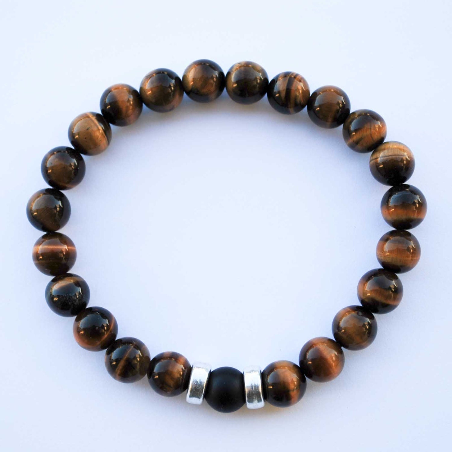 Men's Bracelet - Tiger Eye - Black Oynx