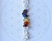 CHAKRA FLOWER of LIFE ---- framed sacred crystal grid --- garnet, carnelian, citrine, peridot, lapis, iolite, amethyst