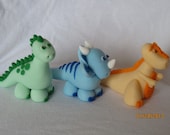 Fondant Dinosaur Cake Toppers- Set of 3