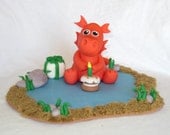 Fondant Dragon Birthday Habitat Cake Topper