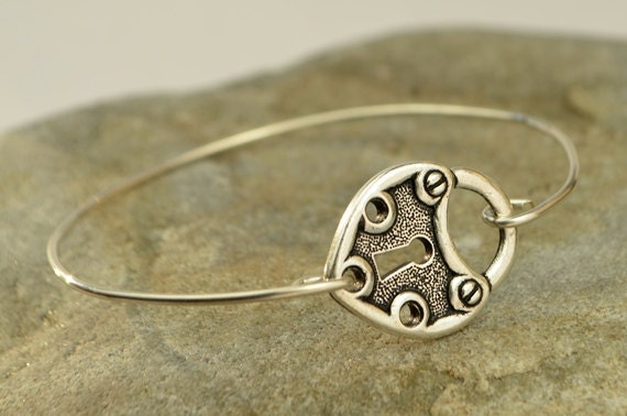 Heart Lock Bangle Bracelet- Heart Lock and Sterling Silver Filled Wire- Custom Made to Size