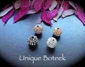 10mm Pave Bead - Mixed Lot- Gold, Silver, Gun Metal and Rose Gold - 4 TOTAL