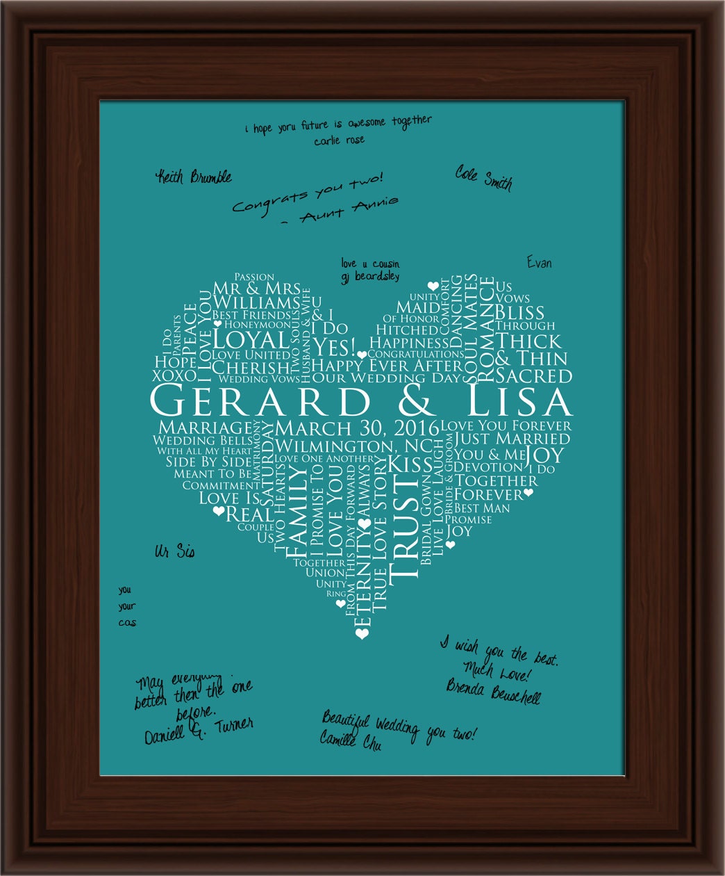 11x17 Signature Guest Book, Wedding heart Guestbook, personalized wedding word art, WEDDING GUESTBOOK SIGNATURE poster, love words poster
