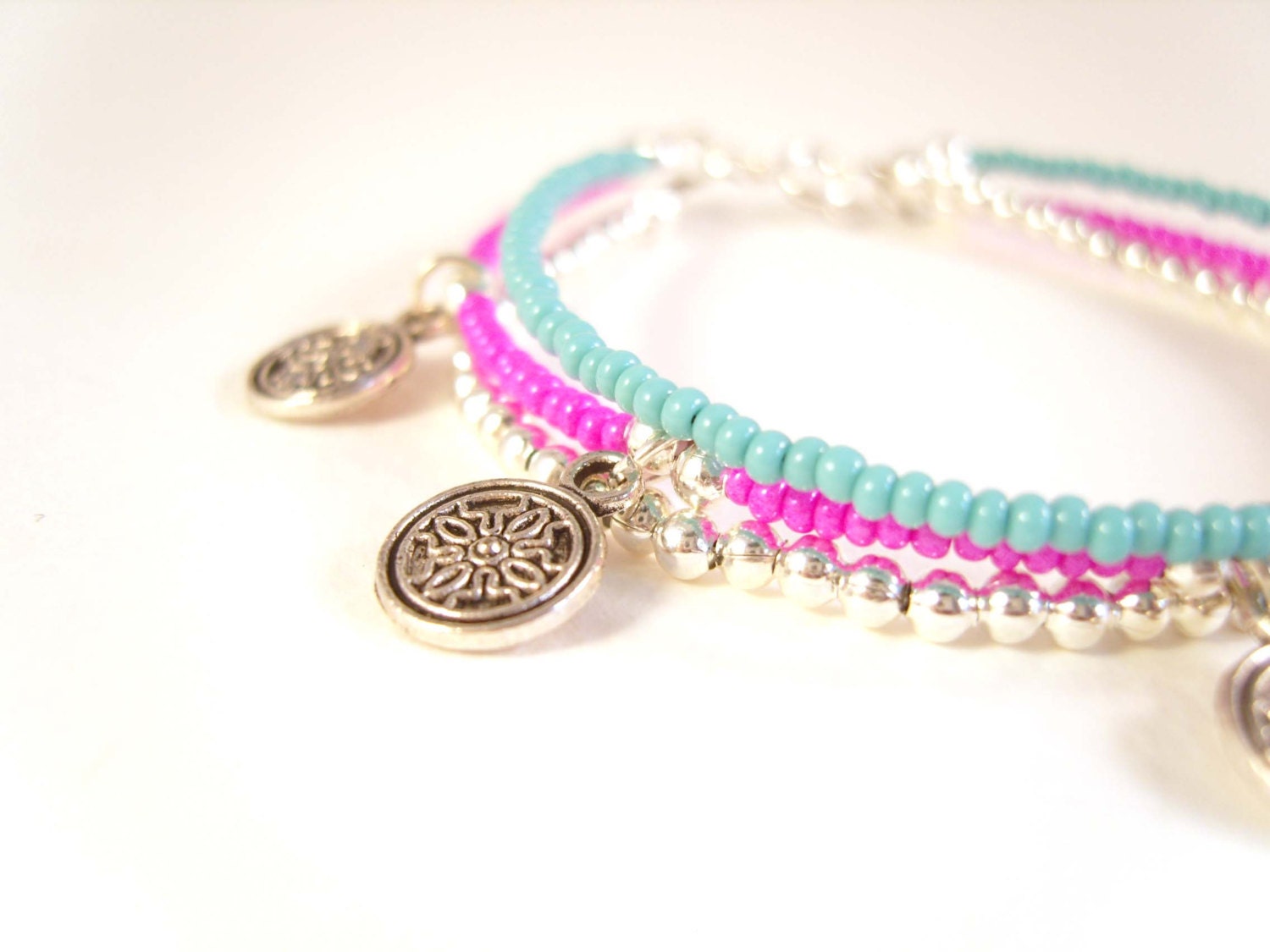 Silver Coin Bracelet, Ethinic Multistrand Bracelet, Seed Beaded Bracelet, Ethnic Jewelry UK
