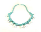 Elegant Beaded Necklace, Turquoise Seed Bead Necklace, Modern Color Block Jewelry UK