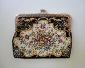 Vintage Black Tapestry Handbag