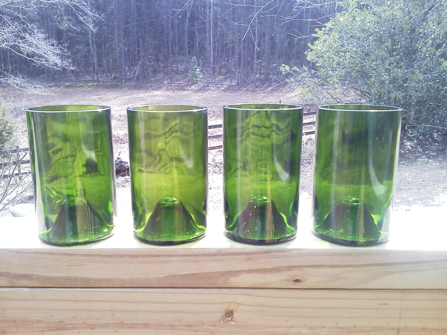 Green Wine bottle tumblers by Garden Daisies Studio