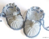 Crocheted baby boys summer sandals christening white shoes / size 0-3M