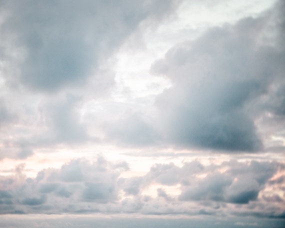 Cloud Photography 8x10, Sky Photograph, Gray Nature Photo, Blue Nursery Decor, Dreamy Wall Art, Summer Picture, Outdoors Print