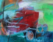 Abstract Landscape Painting Red Contemporary "Freedom on the Wind"