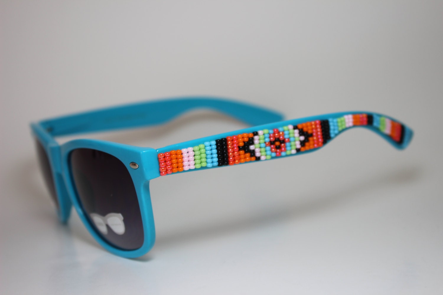 Hand Beaded Tribal Wayfarers BLue