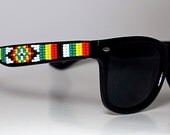 Beaded Sunglasses Rasta with White