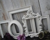 Vintage Style PICTURE FRAMES - Heirloom White - Shabby Chic Wedding - w/ Glass N Backing