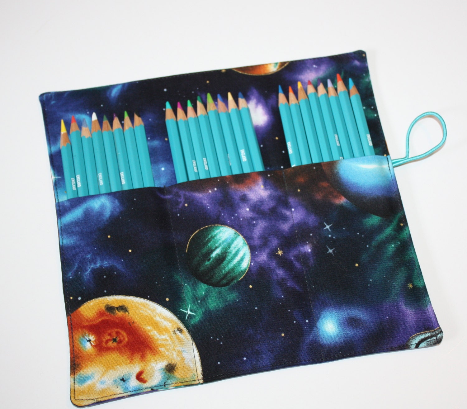 Artists Pencil Roll-Up Case for Pencils, Markers, Sharpies, Art Supplies Case Stargazer Galaxy Planets Space