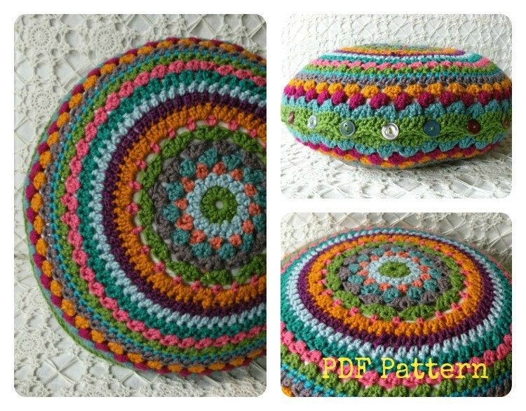 Crochet Cushion Cover  PATTERN PDF DIY Round cushion cover by Alexandra MackeNZie