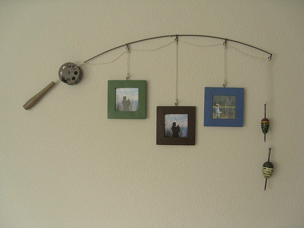 Fishing Photo Frame - Metal Brown - 3 Frames
