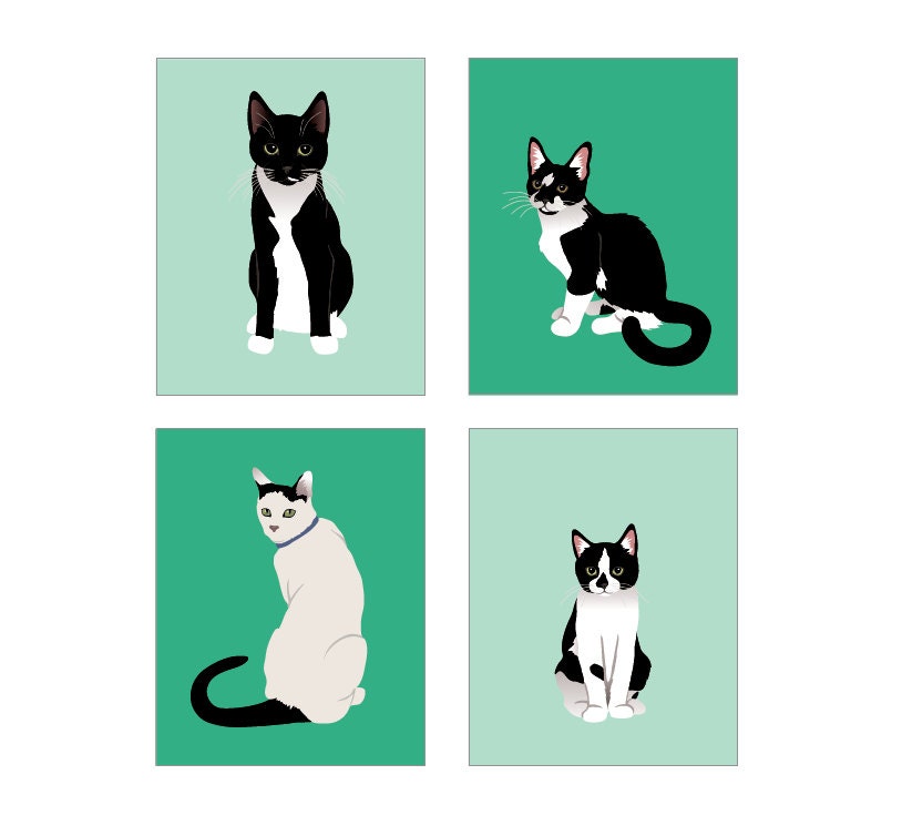 FOUR Pets in 4 Separate Custom Portraits (Multiple Pet ADD-ON Discount)