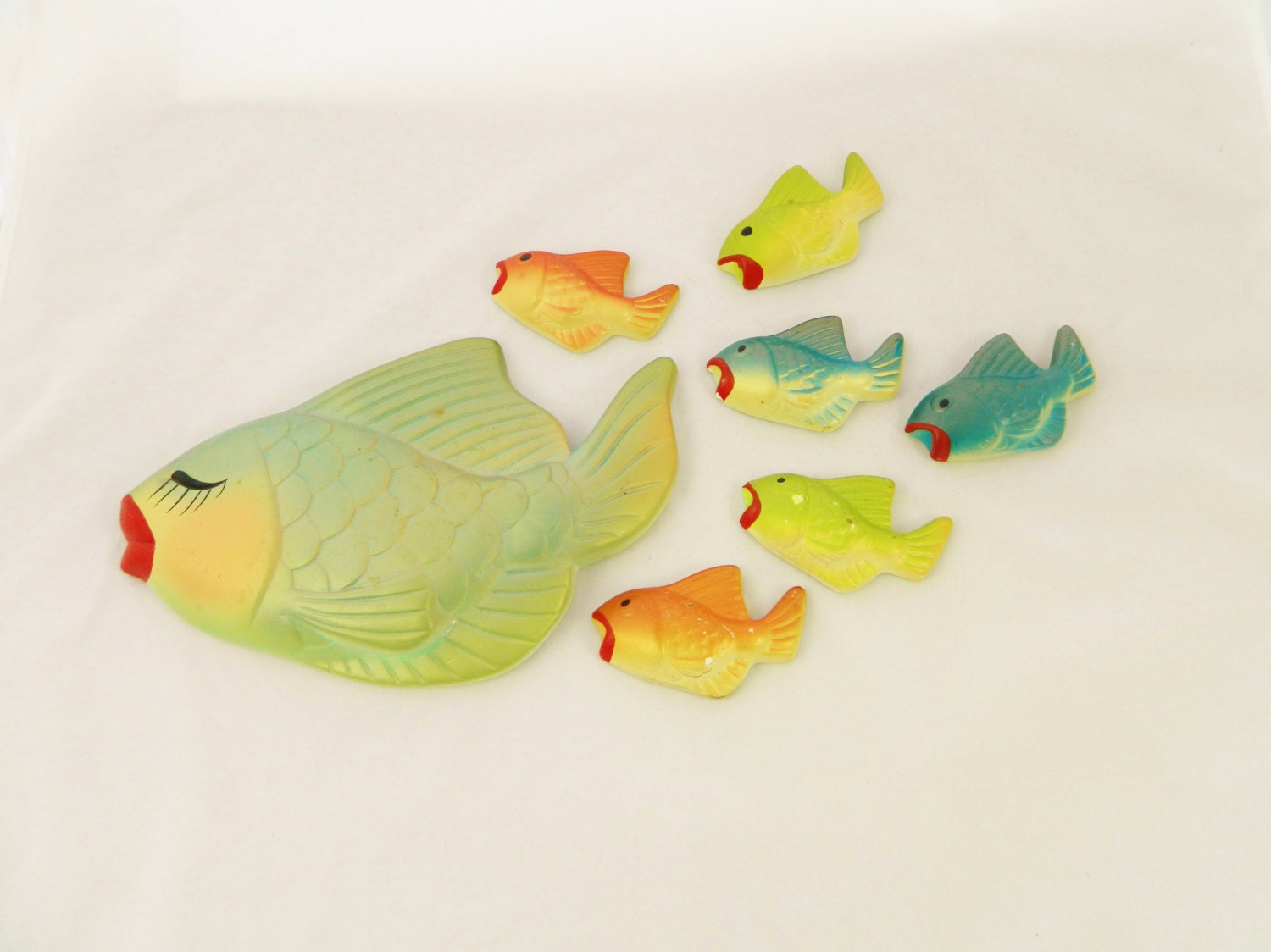 Miller Studio Vintage Chalkware Fish - Set of Seven in beautiful iridescent colors