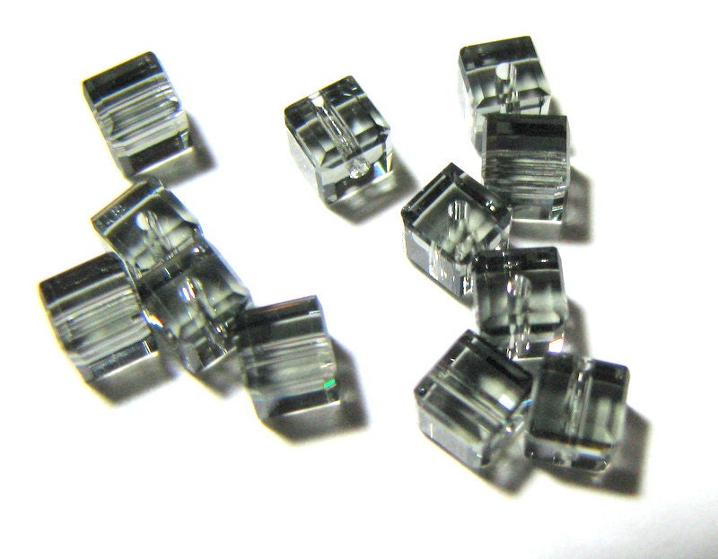 Swarovski Crystal, 4mm Black Diamond Cubes bead destash