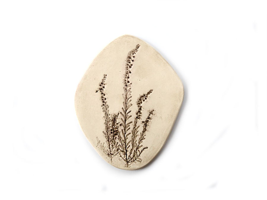 Beautiful clay picture with natural heath imprint, perfect gift for Nature and Earth lover 5.9x4.7 - HerbsAndNature