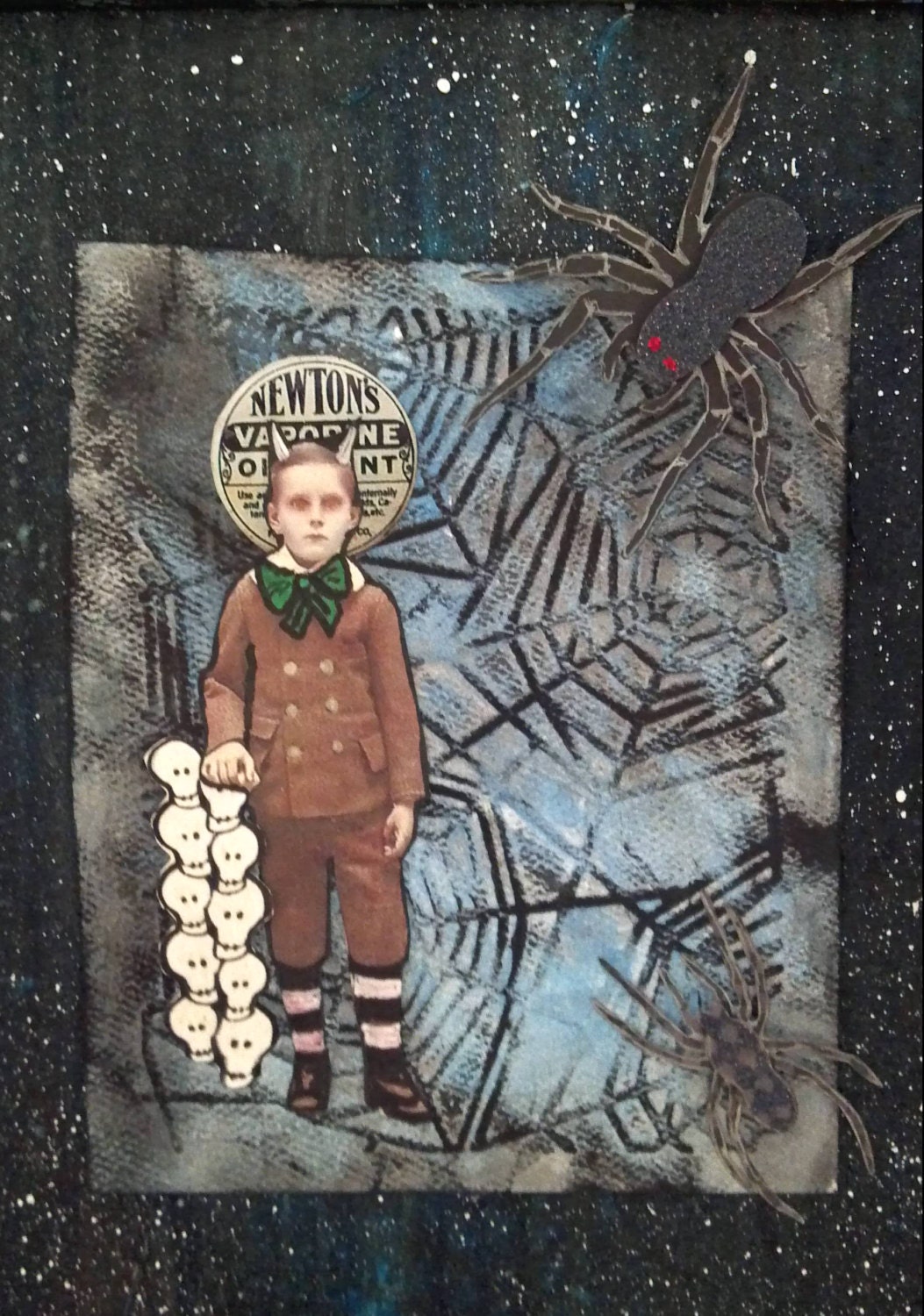 Newton's boy -Mixed media original collage