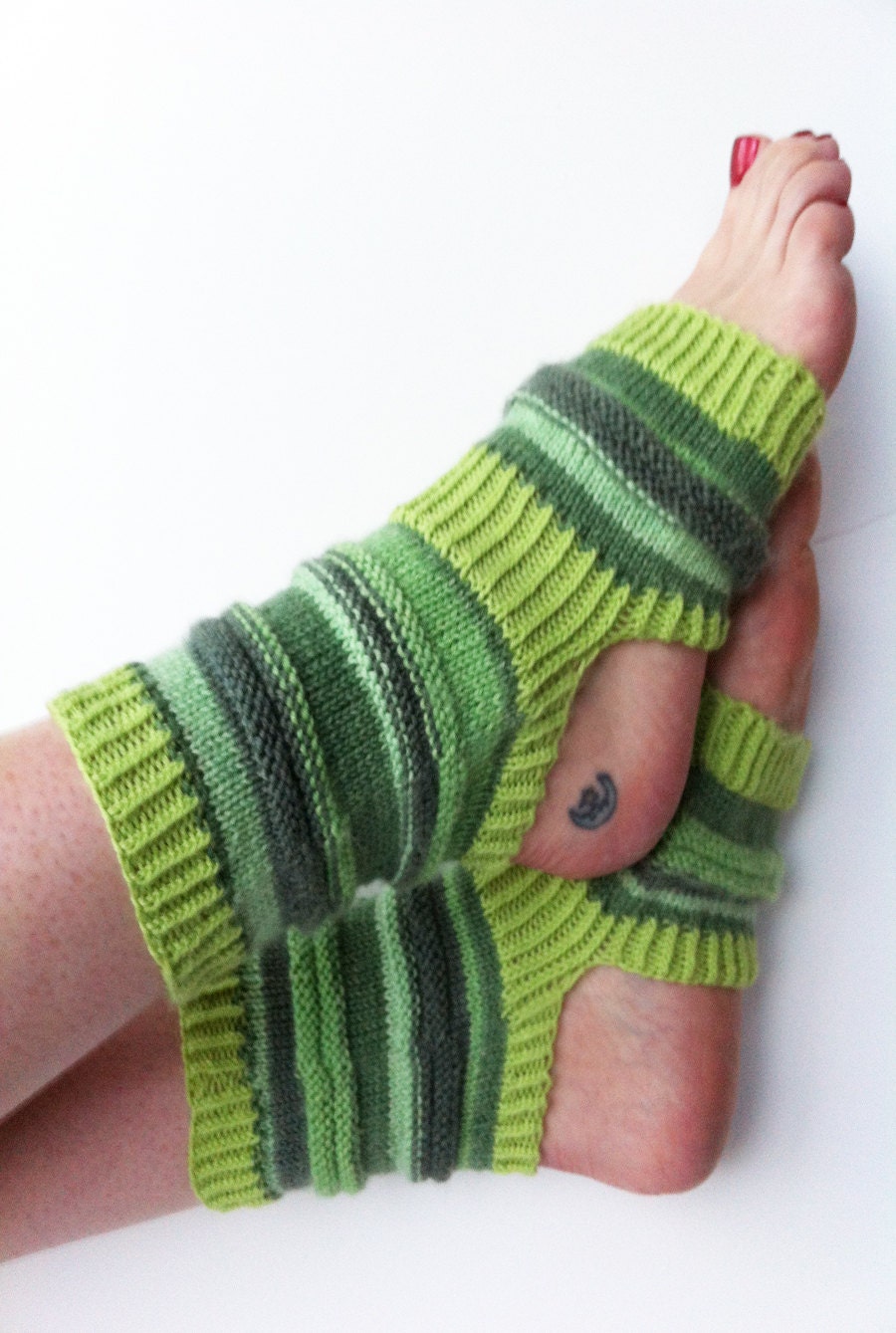 Hand Knit Yoga Socks - Pilates Socks - PiYo Socks - Dance Socks - Pedicure Socks Flip-flop Socks - Fun - Whimsical - Made to Order