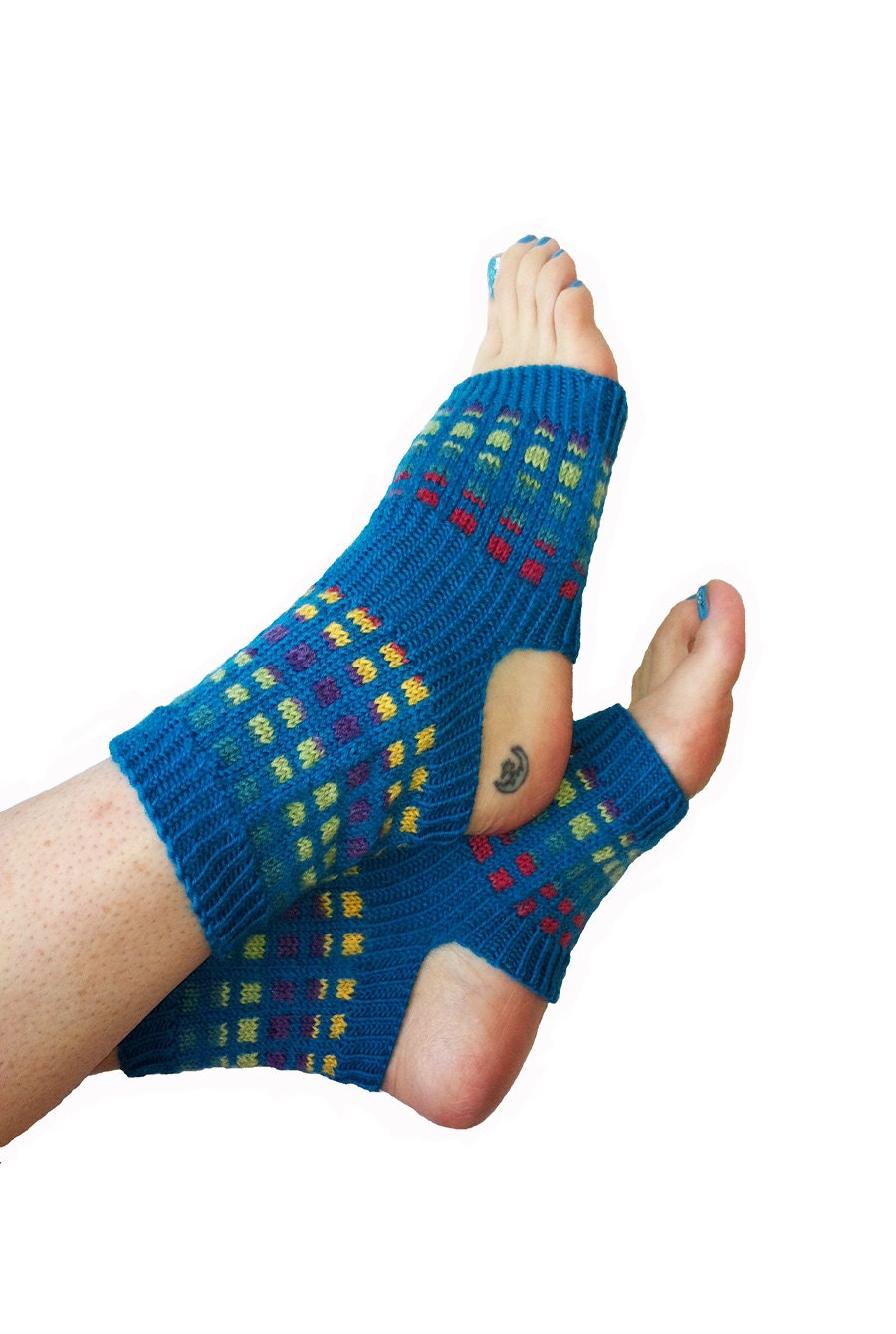 Hand Knit Yoga Socks - Pilates Socks - PiYo Socks - Dance Socks - Pedicure Socks Flip-flop Socks - Fun - Whimsical - Unique Original Design