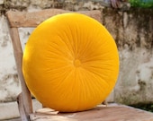 Sweet yellow velvet round pillow 16"