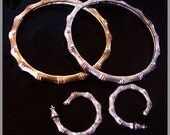 Vintage Signed Bracelet Earring Brooch Lot Bamboo Design Silver & Gold Plated Destash VG