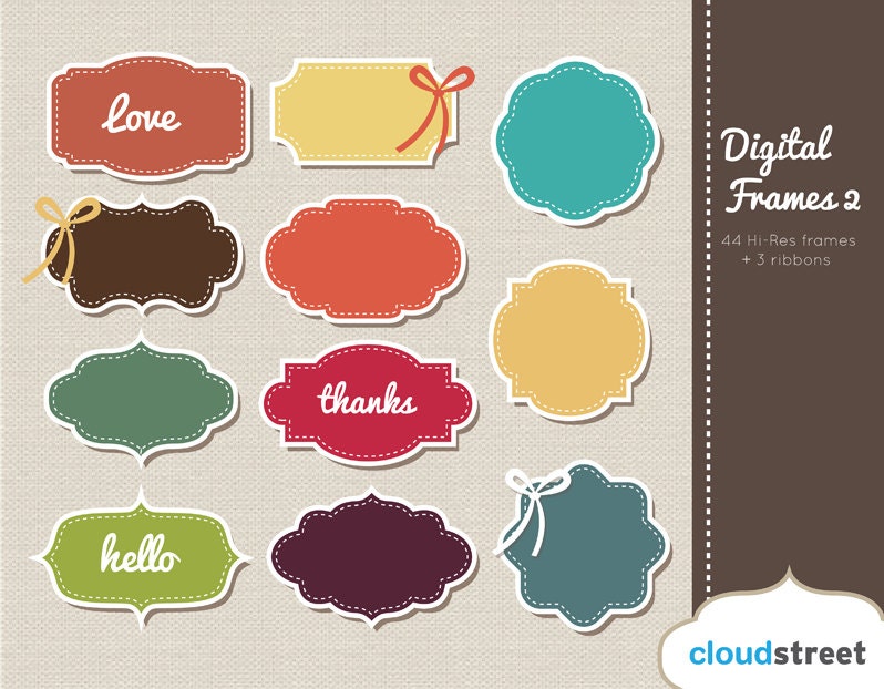 Digital Frames Clip Art ( Vintage Frames clipart ) for personal and commercial use INSTANT DOWNLOAD