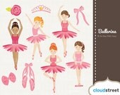 buy 2 get 1 free Cute Ballerina Girls clipart for personal and commercial use ( ballet clip art )