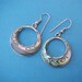 Lovely Sterling Silver Gypsy Hoop Style Taxco Sterling Earrings Set with Abalone