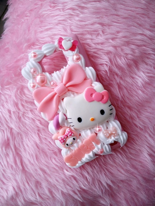 CUSTOM MADE - Pink Kitty decoden case for iPhone 4/5, Samsung, Htc, Android, iPod, Nintendo 3DS