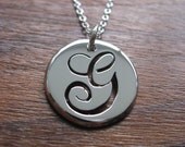 Silver letter G initial Pendant Necklace