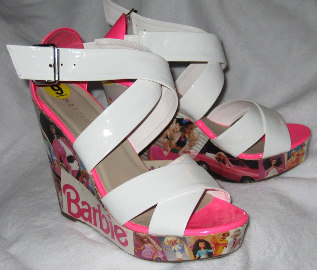 Retro Barbie Doll Hot Pink PVC Platform Madden Heels 80s 90s Size 9