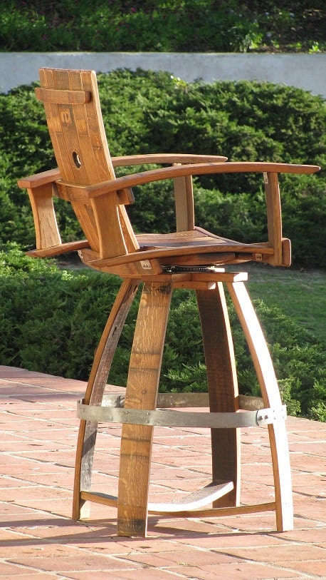 Wine Barrel Bar Chair with 360 Swivel